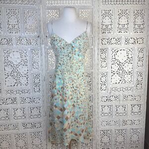 Express V Neck Slip Dress Sz Medium Y2K Checkered Retro Colorful Twee Coquette